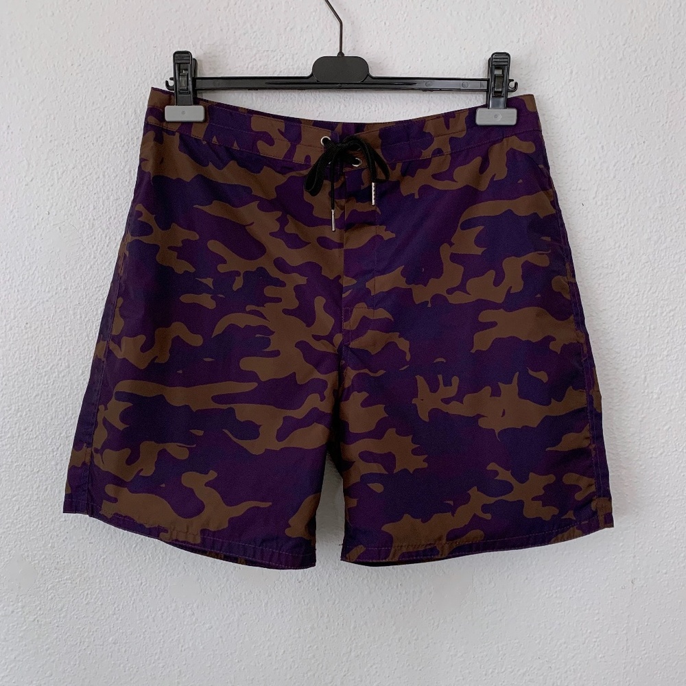 Cynthia Rowley purple & brown camo board shorts